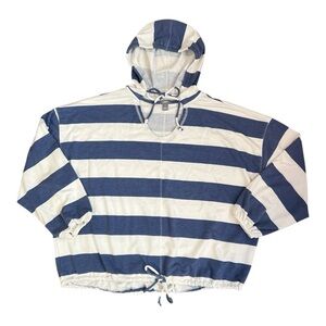 American Eagle Blue and White Striped Hoodie
